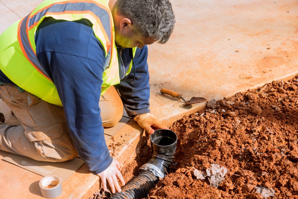 solving things beyond expectations, a plumber mounts the assembly for the drainage system in NJ