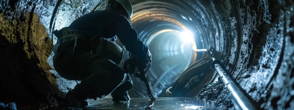 a local drain cleaning professional swiftly inspecting a drain with a video camera, ensuring immediate and efficient service.