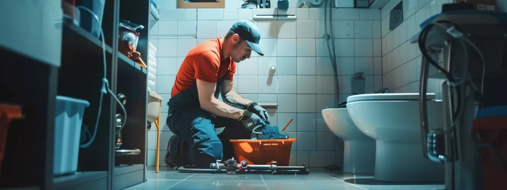 a local drain cleaning professional expertly dislodges a stubborn clog from a toilet, using advanced tools and techniques, ensuring effective resolution and optimal plumbing performance.